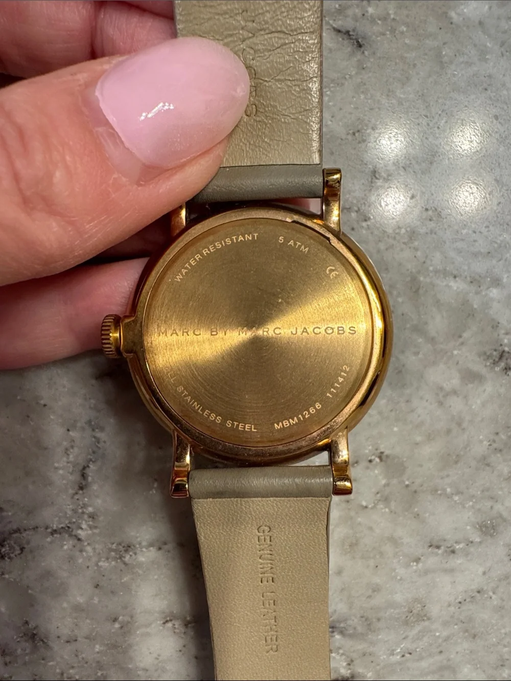 Marc by Marc Jacobs Beige Leather Watch with Gold-Tone Case